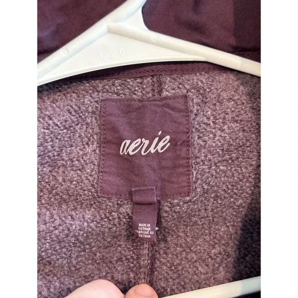 Aerie Womens Plum Purple Fleece Hooded Open Front Wrap Cardigan XS/S NWT - Picture 6 of 7